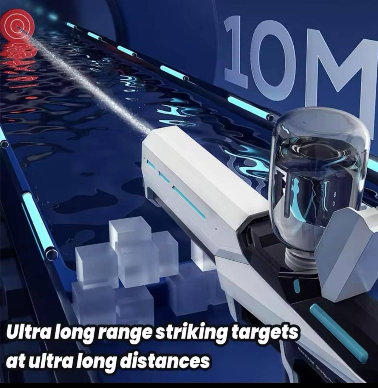 Motorized Water Gun with Auto Suction and 8-10 Meter Range, 500mAh Battery