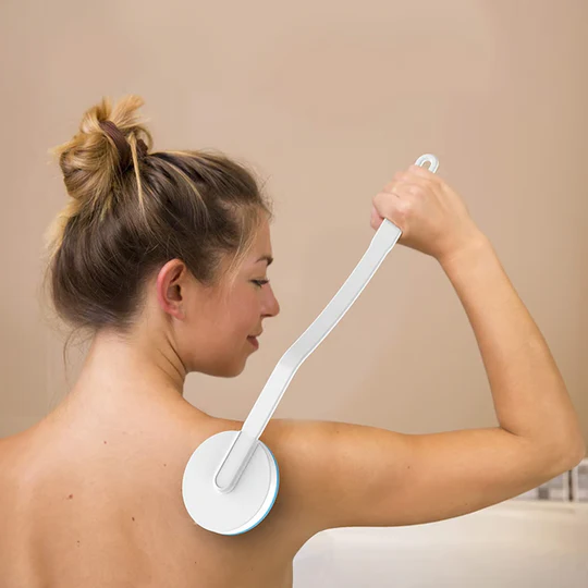 Back Lotion Applicator with Roller Dispenser and Detachable Handle, Massager Function