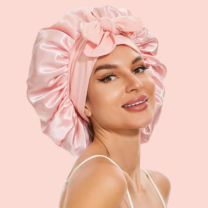 Silk Bonnet with Adjustable Strap and Double Layer Construction for Hair Protection