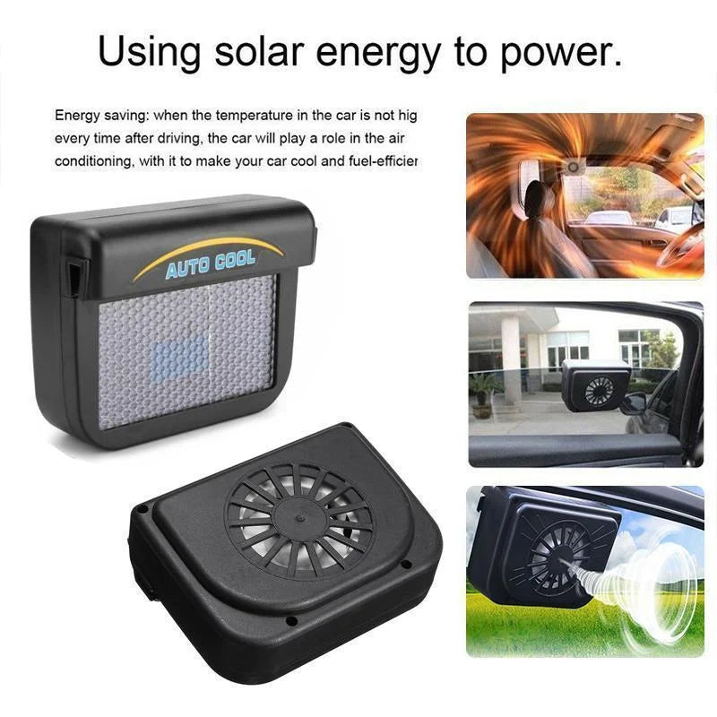 Solar Powered Car Window Vent Fan with Dual Airflow and Auto Daylight Operation