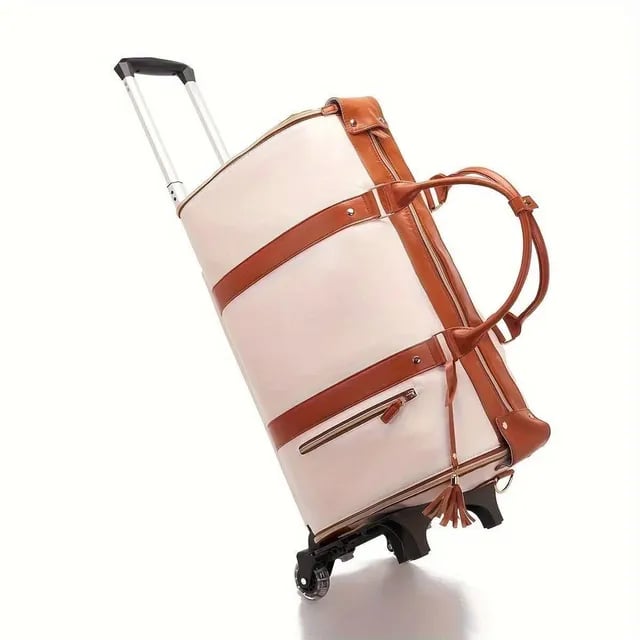 Foldable Carry On Travel Bag with Garment Hanging Zone and Rolling Wheels