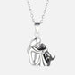 Dog Lover Necklace with Heart Embrace Silhouette and Adjustable 16.5in Chain, Plated Finish