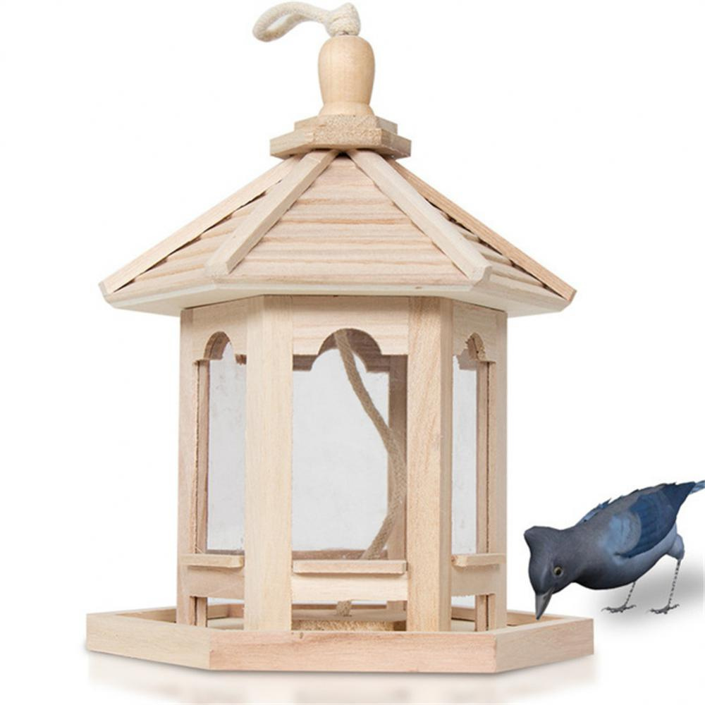 Wooden Bird Feeder with Transparent Acrylic Panel and Protective  Roof