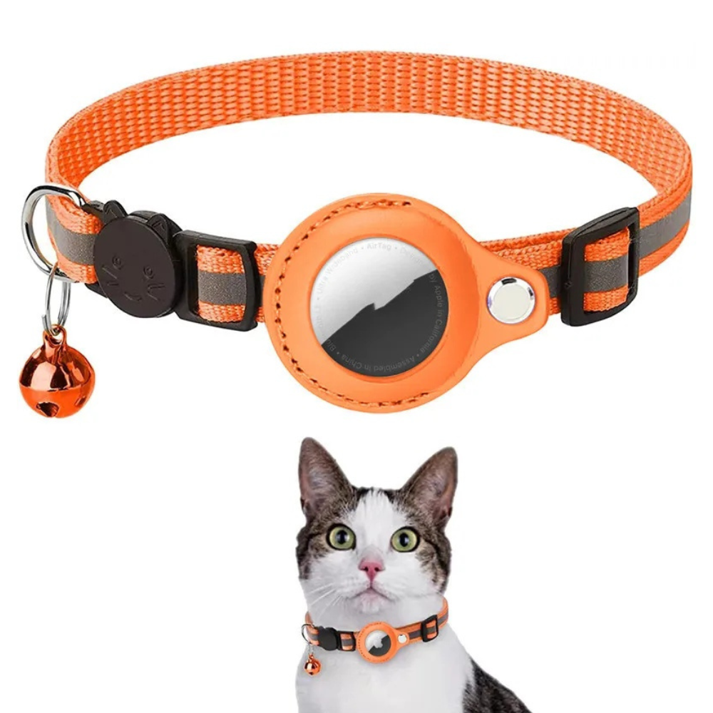Pet Collar with Reflective Strip and Tracker Holder, Waterproof Adjustable