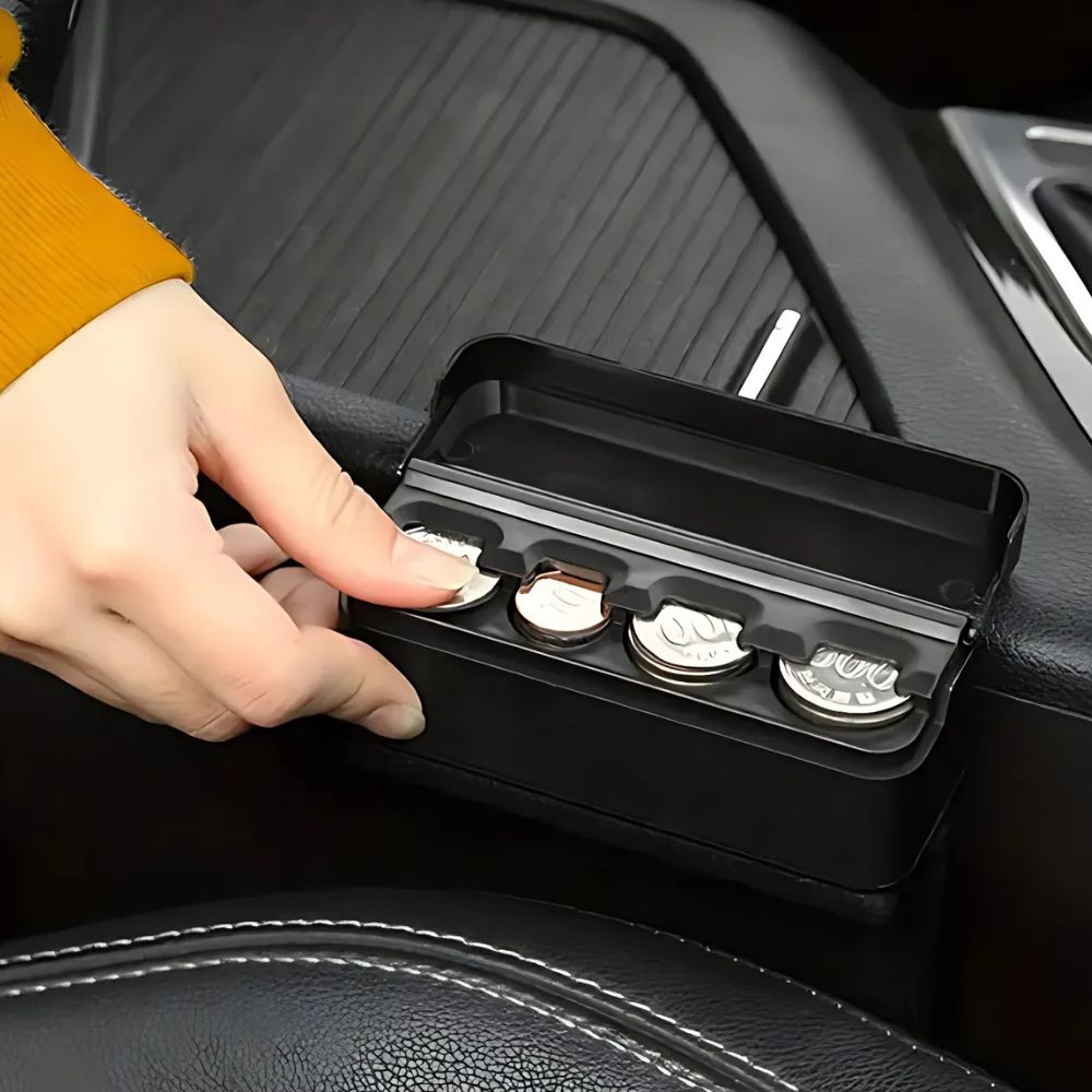 Coin Holder with Snap Closure and Quick Access Release for Car Storage