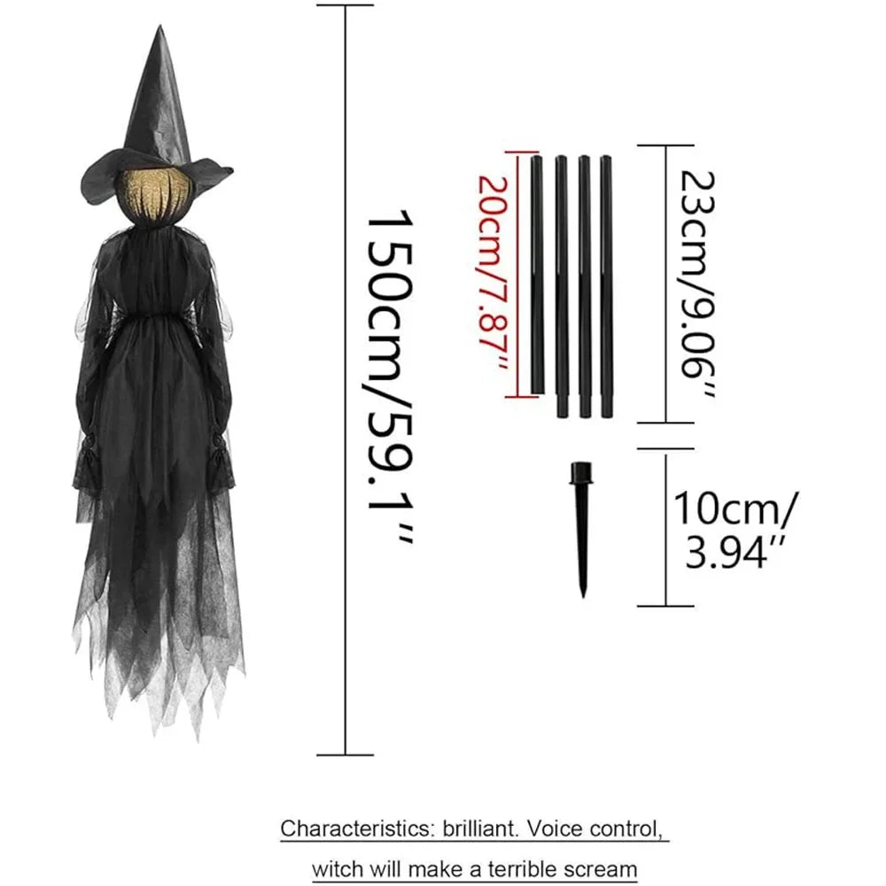 Illuminated Witch Figures Set of 3 with Sound Sensor and Flickering Lights