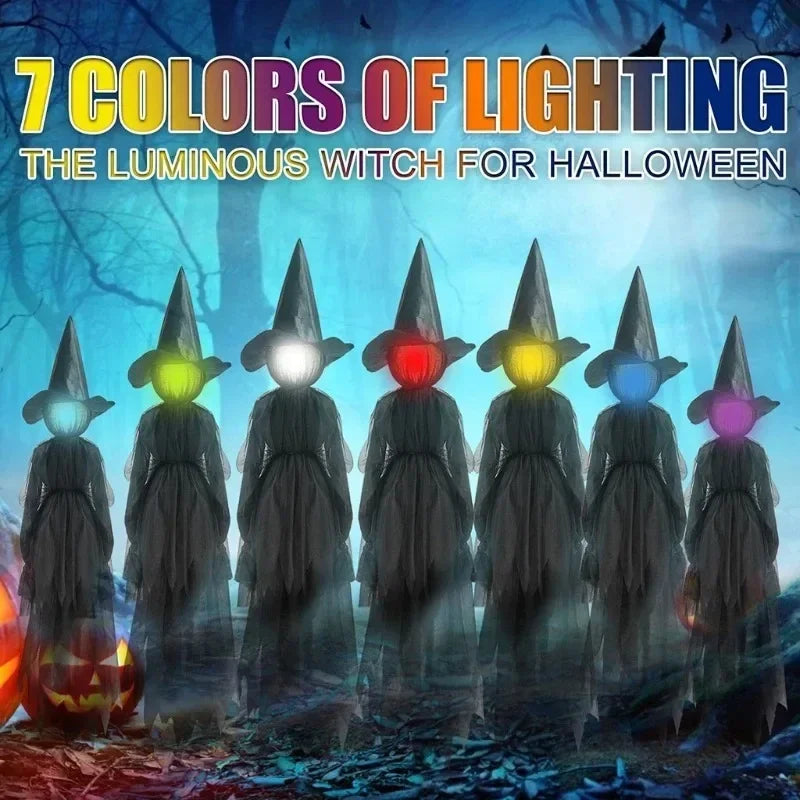 Illuminated Witch Figures Set of 3 with Sound Sensor and Flickering Lights
