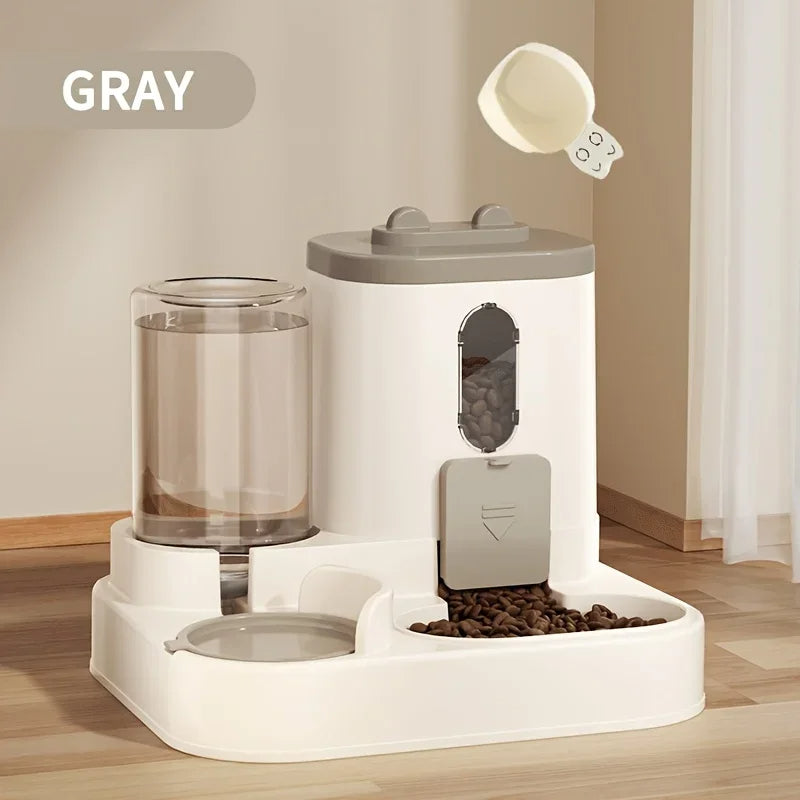 Automatic Gravity Pet Feeder with Dual Bowls and Water Control