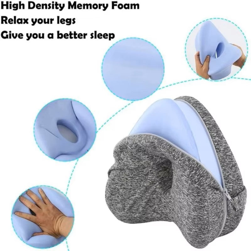 Memory Foam Knee Pillow with Elastic Strap and Hollow Center Design