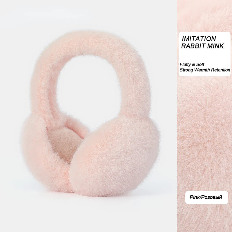 Foldable Plush Earmuffs with Detachable Material and Adjustable Band