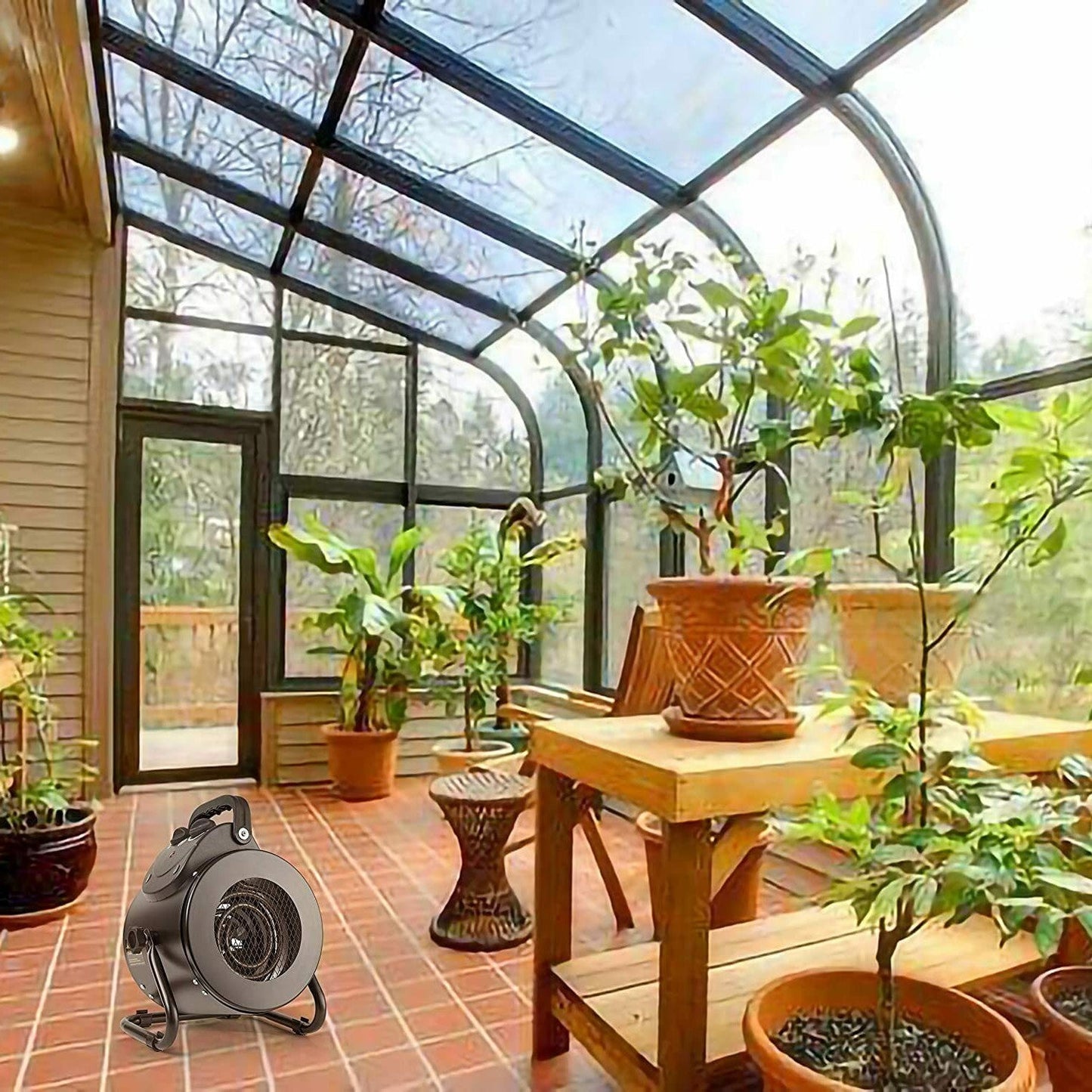 Space Heater for Greenhouse with Splash Resistance and Analog Thermostat, 1500W