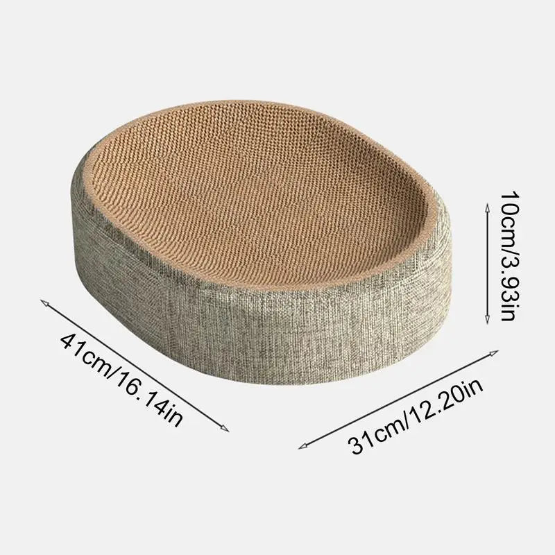 Sisal Cat Scratcher Bed with Oval Concave Design and Anti-Slip Base