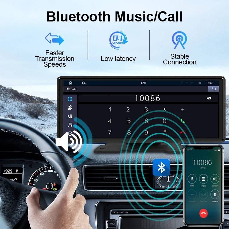 10.26 inch Car Stereo with Wireless Phone Pairing and Backup Camera