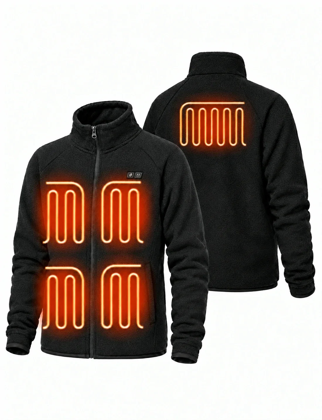Heated Fleece Jacket with Five Carbon Fiber Zones and Power Bank Compatibility
