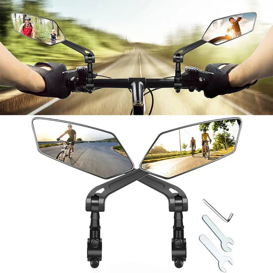 Sjbackyard Bike Mirrors, HD Wide-Angle 360° Adjustable Handlebar Mirrors