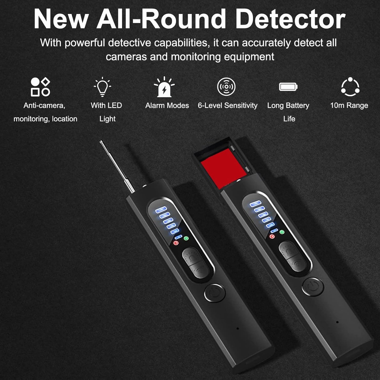 Radio Frequency Scanner with GPS Tracker Detection and Flashlight