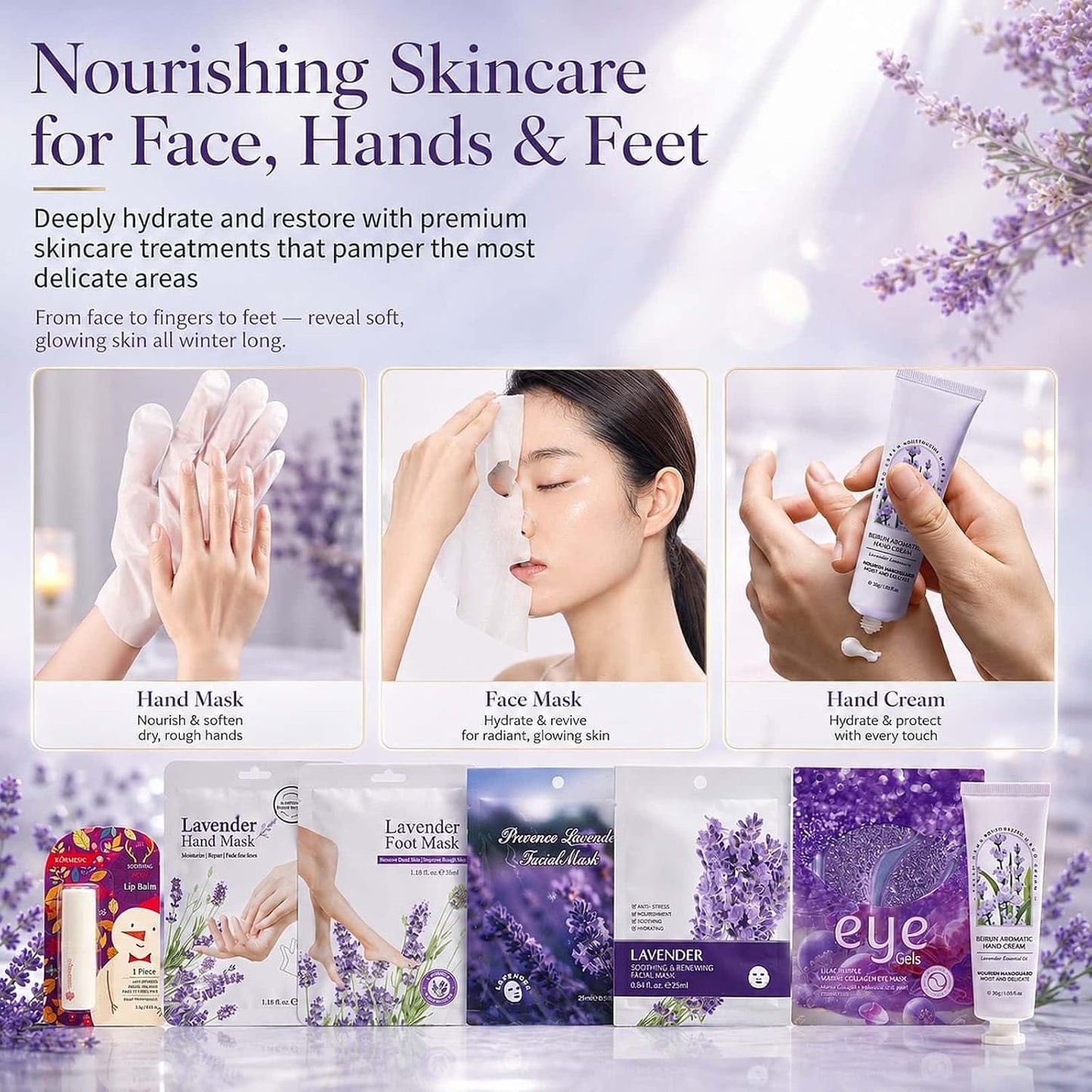Lavender Spa Advent Calendar with 24 Daily Gifts and Skincare Items