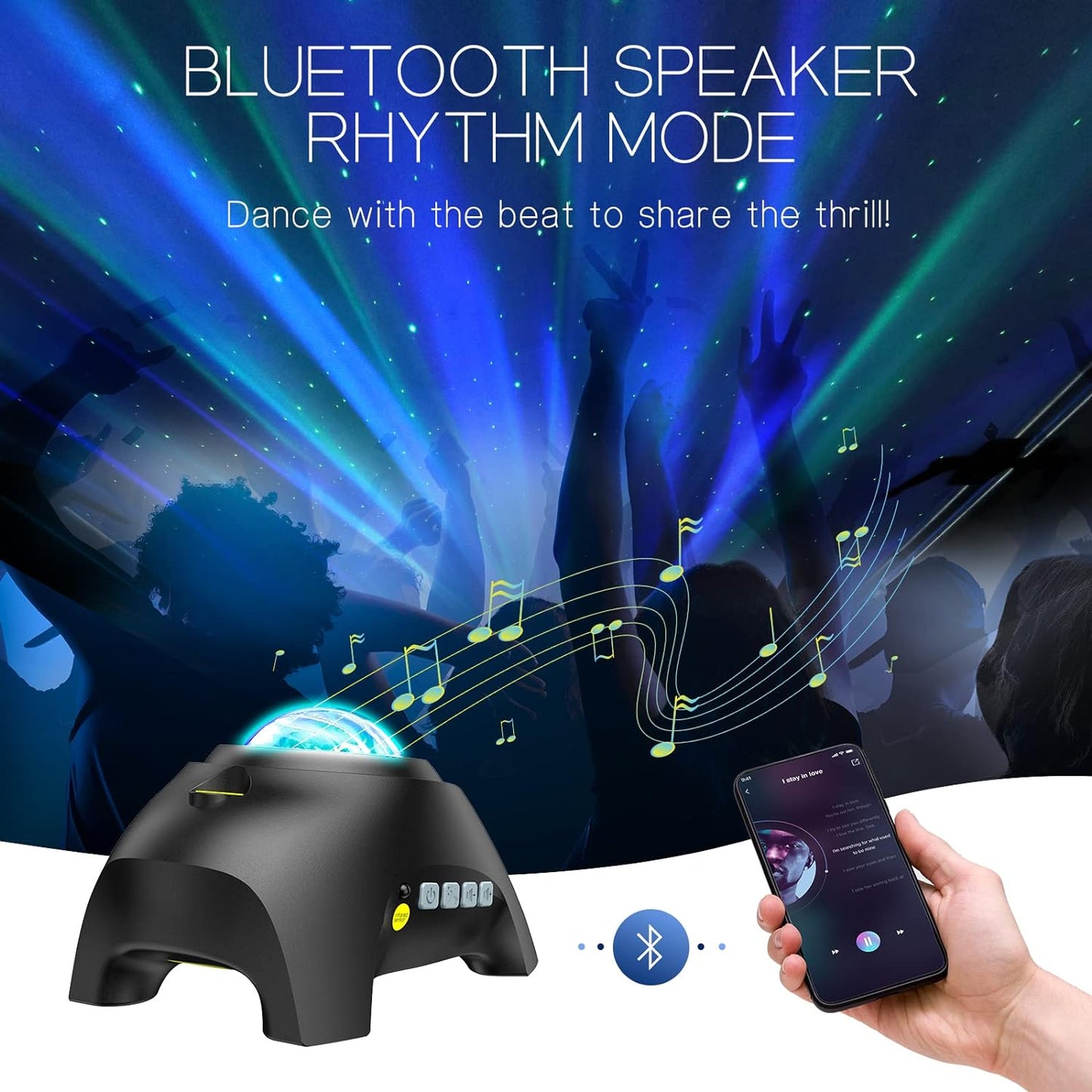 Night Sky Projector with Wireless Speaker and Remote Control, Dimmable Aurora Star Effects
