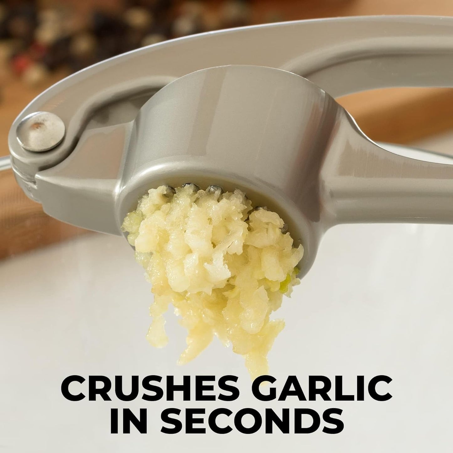 Handheld Garlic Press with 37 Precision Holes and Ergonomic Grip