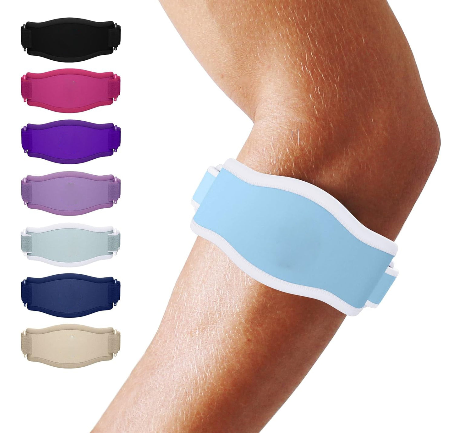 Adjustable Elbow Compression Brace with Three Hook and Loop Straps