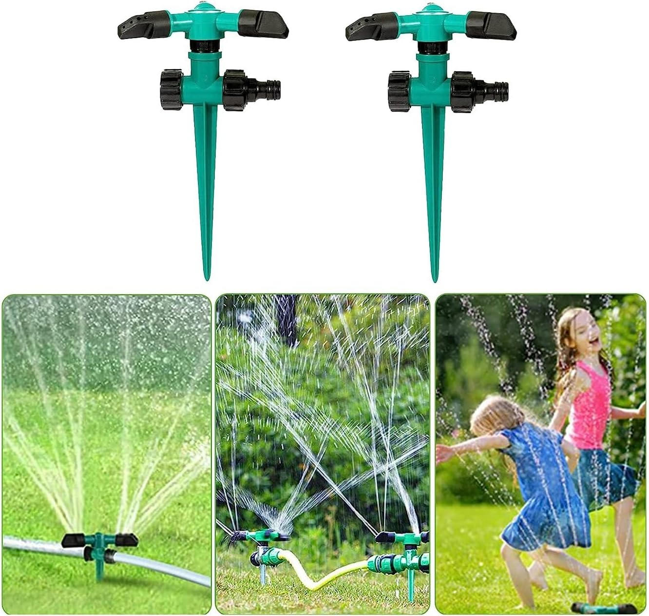 Rotating Garden Sprinkler Set with 360 Degree Coverage and Adjustable Spray Angles, 5 Pack