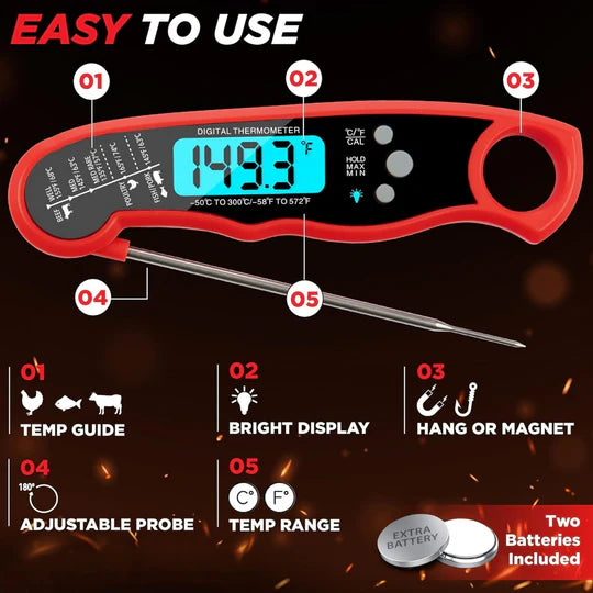 Instant Read Digital Meat Thermometer for Cooking and Grilling