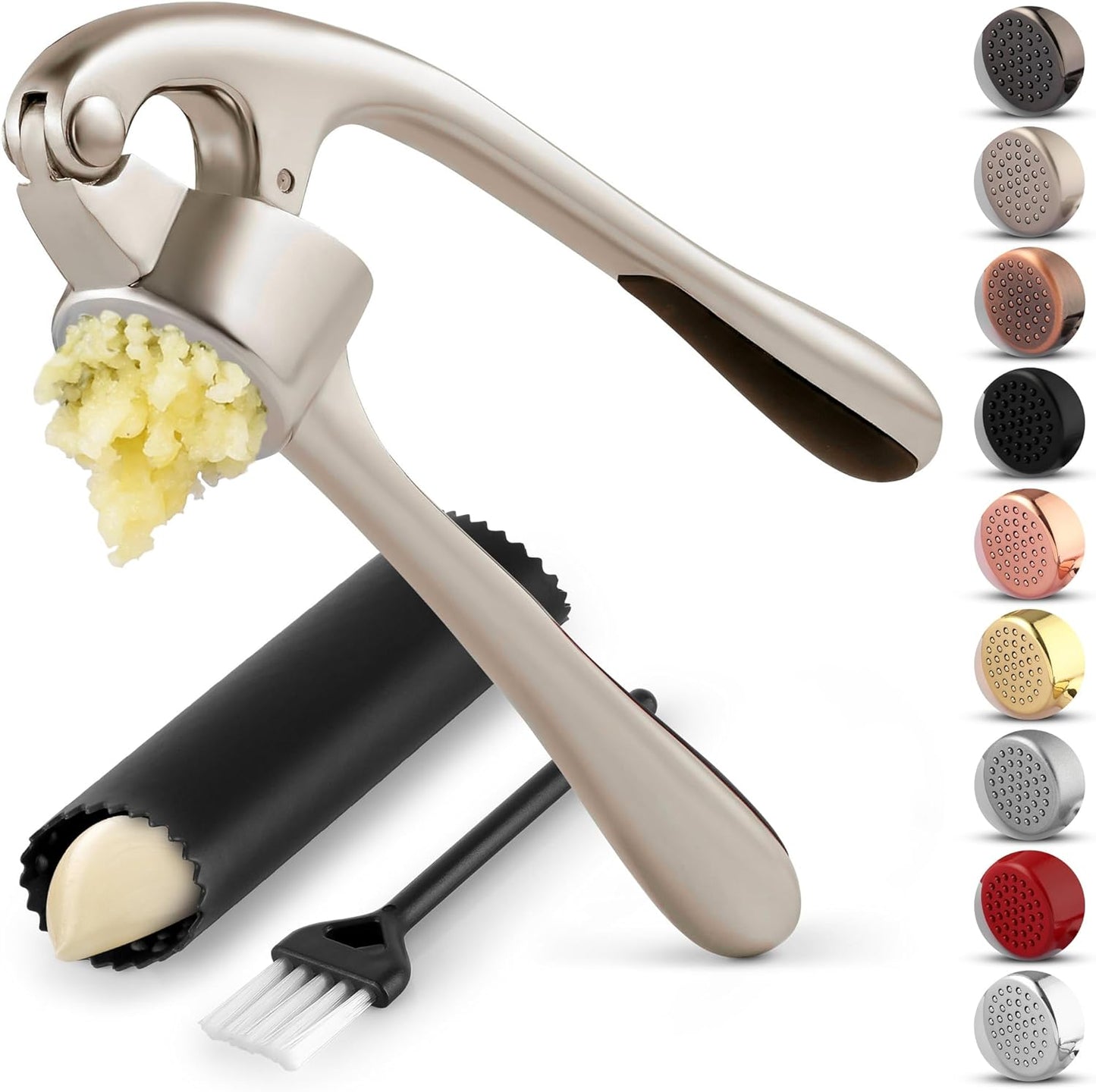 Handheld Garlic Press with 37 Precision Holes and Ergonomic Grip