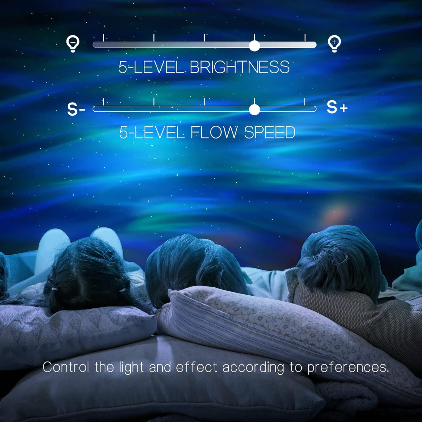 Night Sky Projector with Wireless Speaker and Remote Control, Dimmable Aurora Star Effects