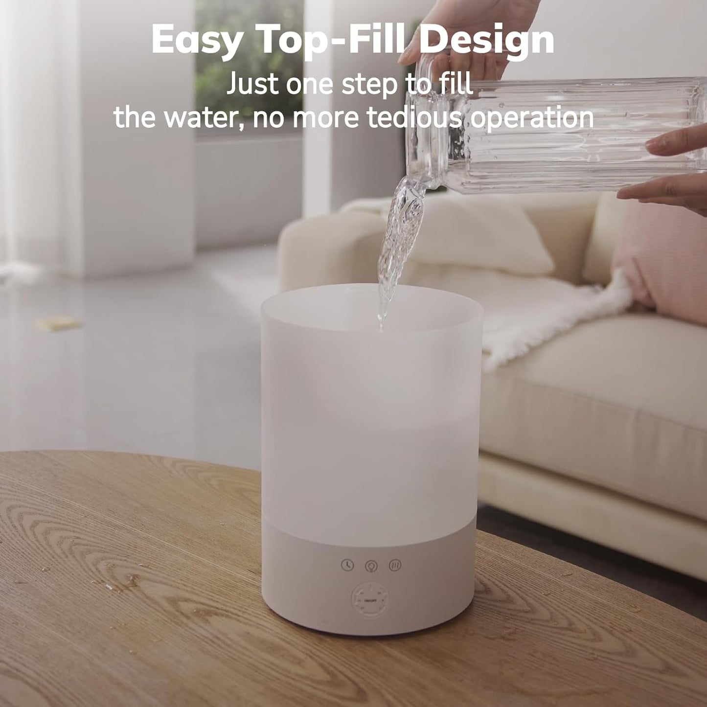Ultrasonic Cool Mist Humidifier with 24-Hour Runtime and Night Light for Large Rooms