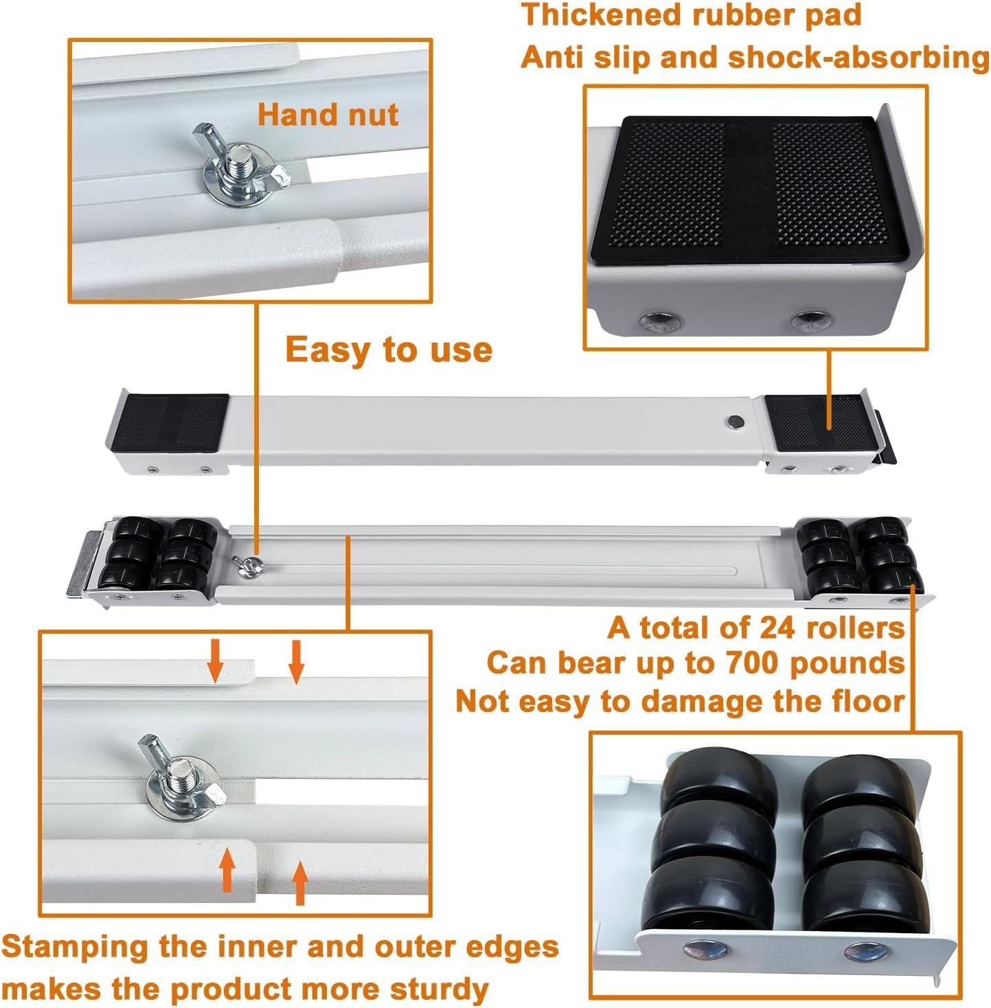 Appliance Moving Dolly with Dual Brake Locks and Vibration Pads, 661lb Capacity