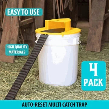 Bucket-Lid Style Rodent Capture System with Auto-Reset Flipping Mechanism