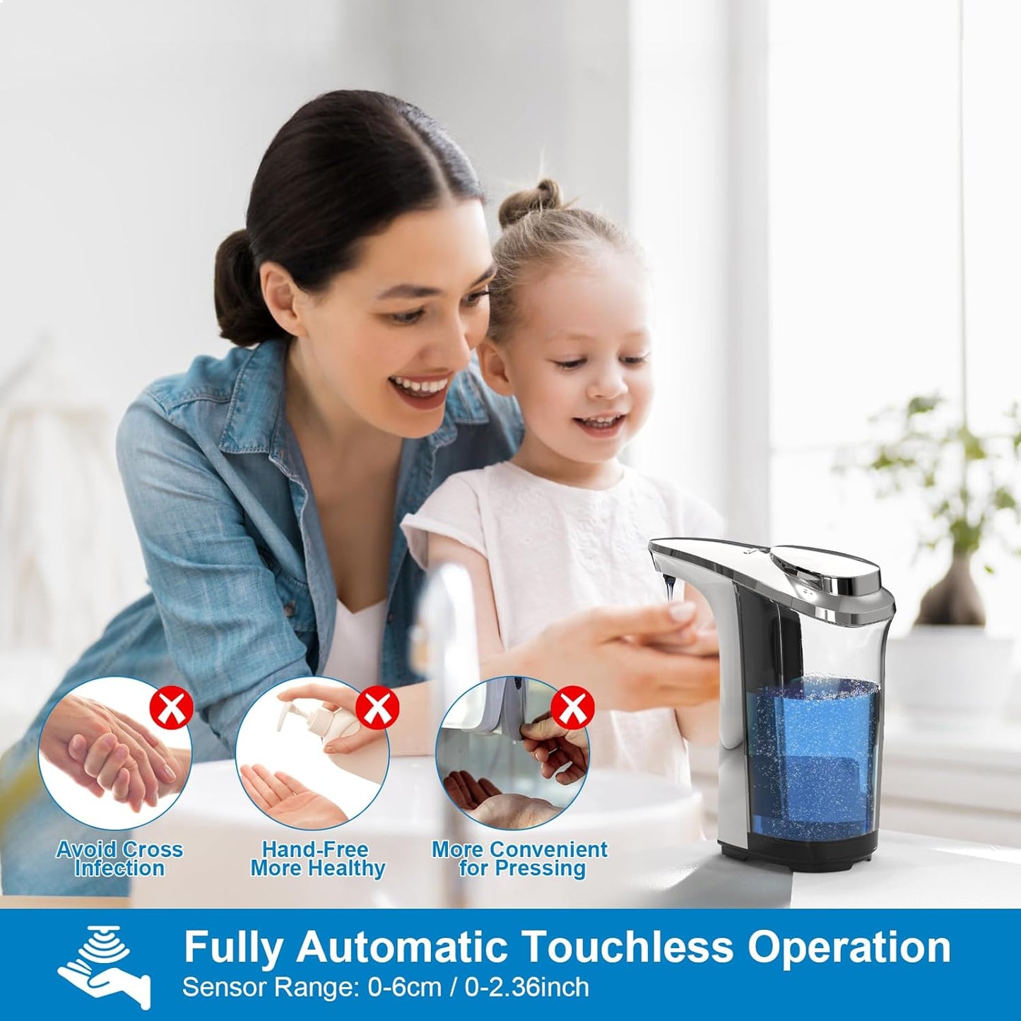 Touchless Soap Dispenser with Motion Sensor and Adjustable Soap Settings for Kitchen