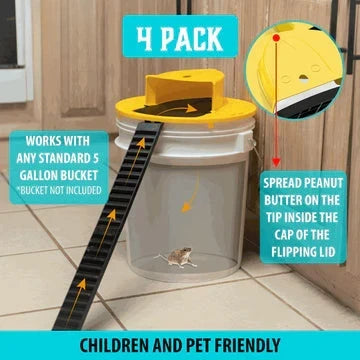 Bucket-Lid Style Rodent Capture System with Auto-Reset Flipping Mechanism