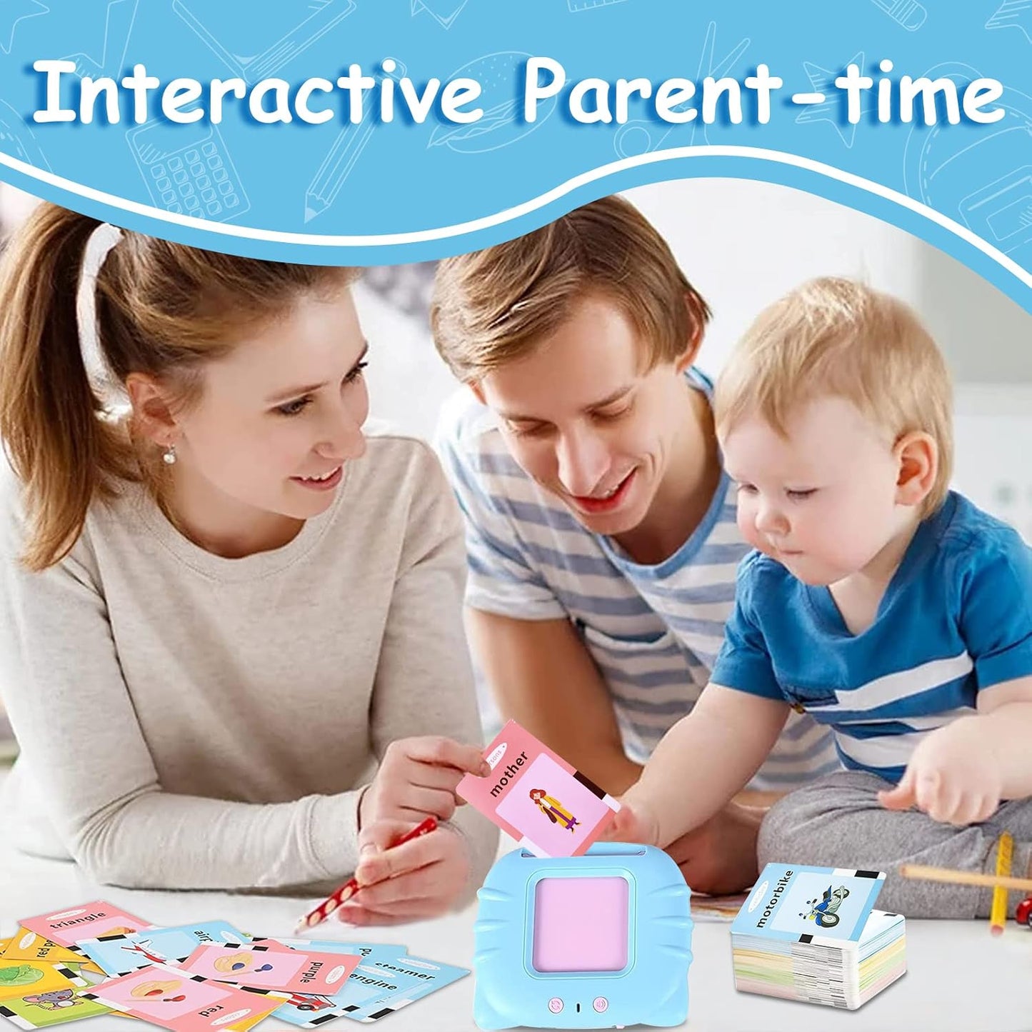 Audio Flash Card Speaker with 112 Double-Sided Cards and Sound Effects