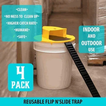 Bucket-Lid Style Rodent Capture System with Auto-Reset Flipping Mechanism