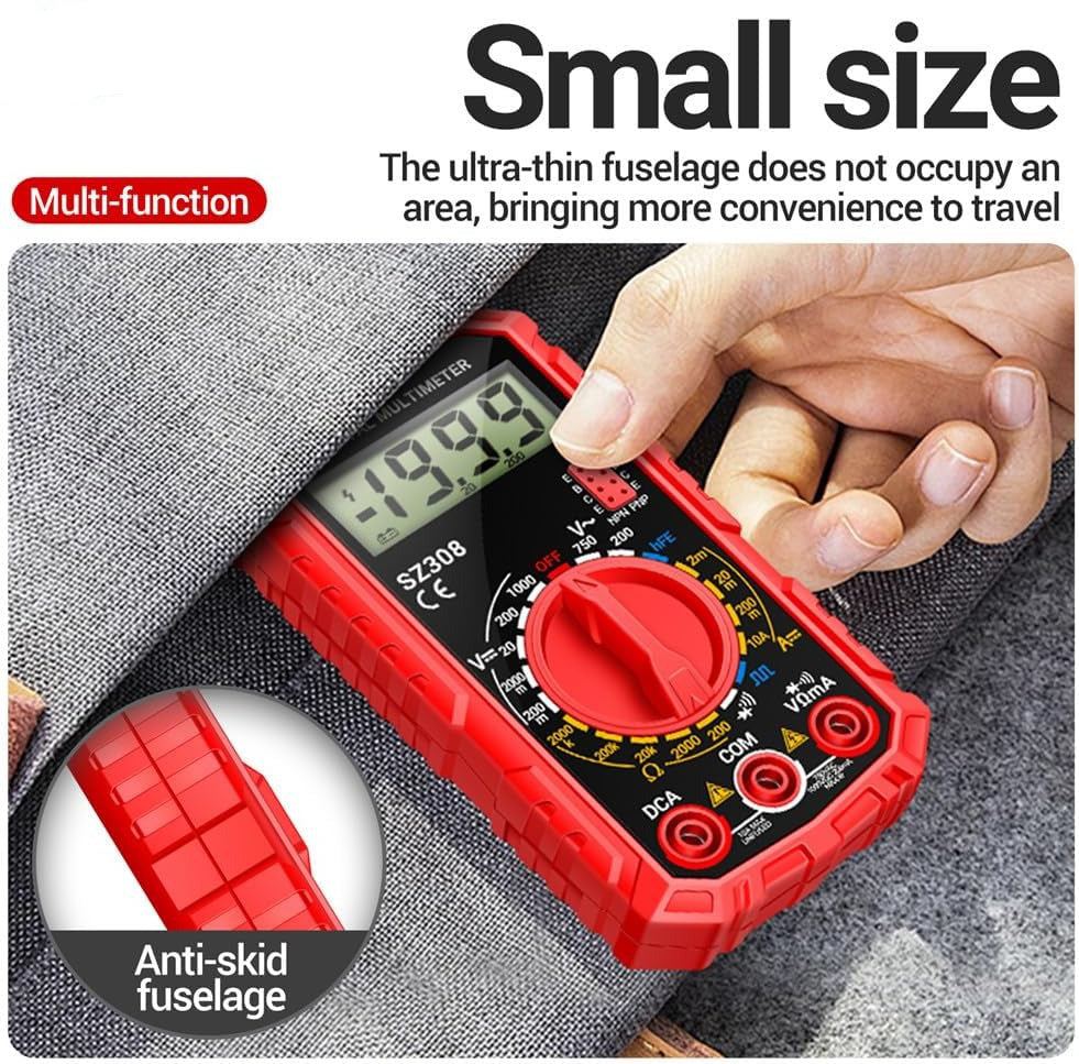 Digital Multimeter with Extended Probe Reach and Diode Testing for Electrical Systems