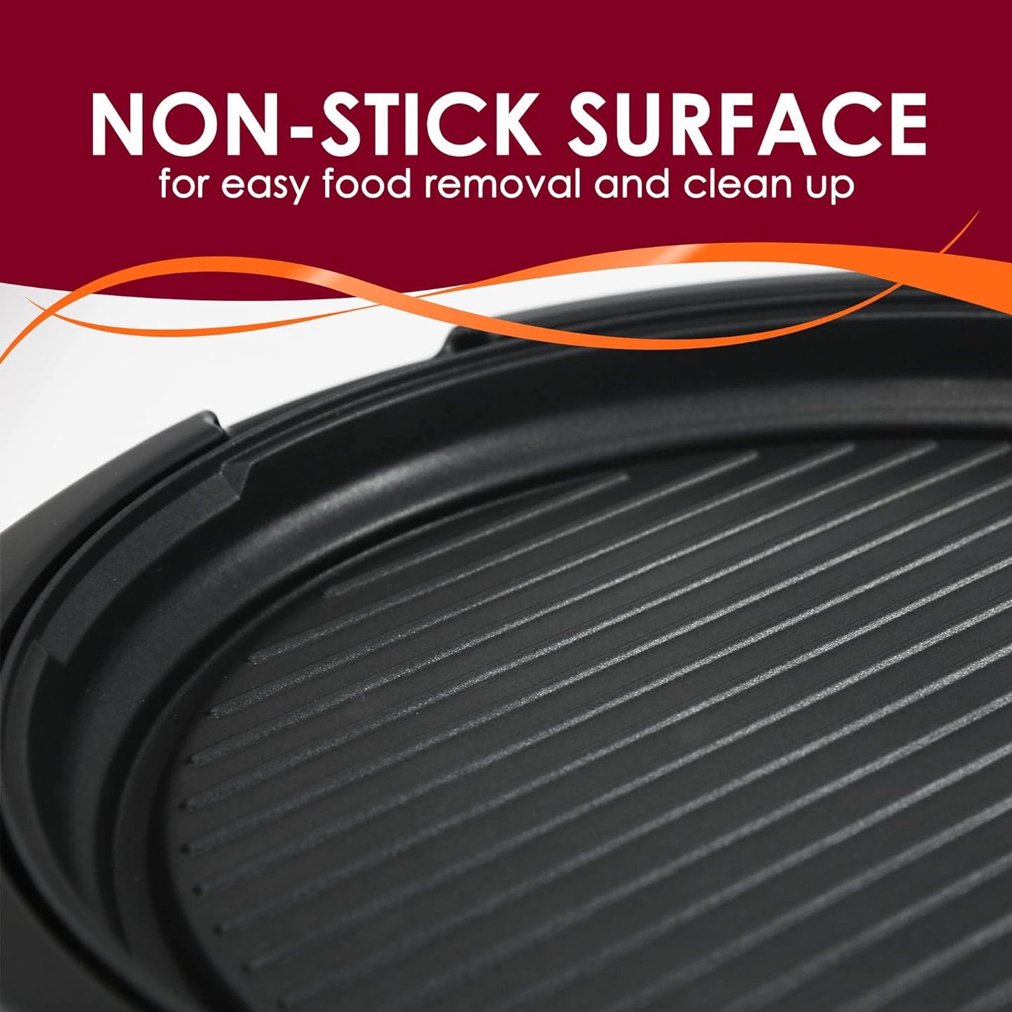 Indoor Electric Grill with 14-Inch Nonstick Plate and Glass Lid, Dishwasher Safe