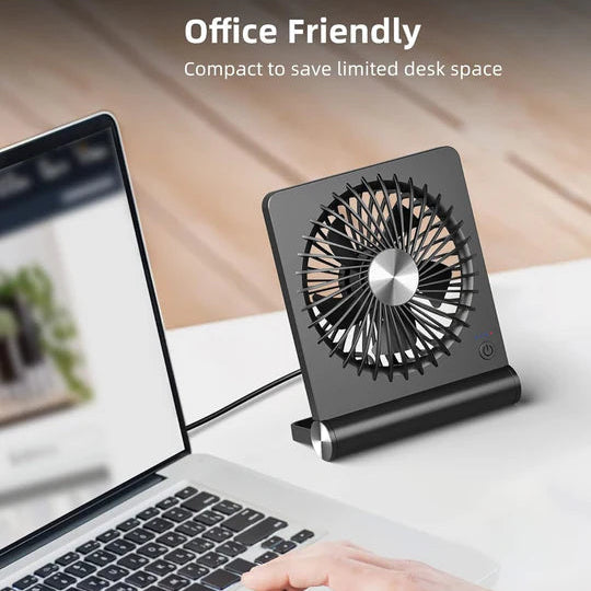 Small Desk Fan, Ultra Quiet USB Fan with 3 Speed Levels and 220° Pivoting Head