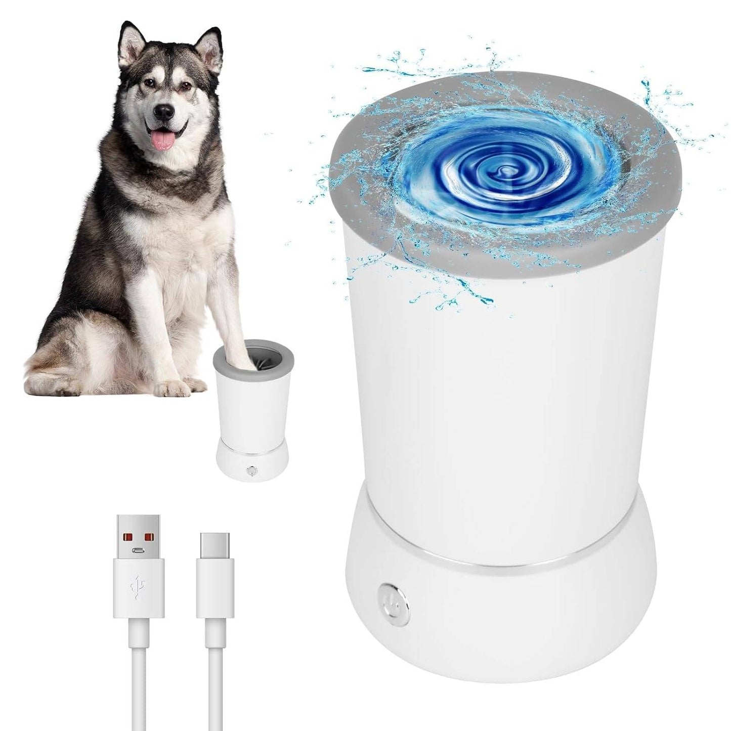 Dog Paw Cleaner with Rotating Silicone Brushes and Dual Speed Settings