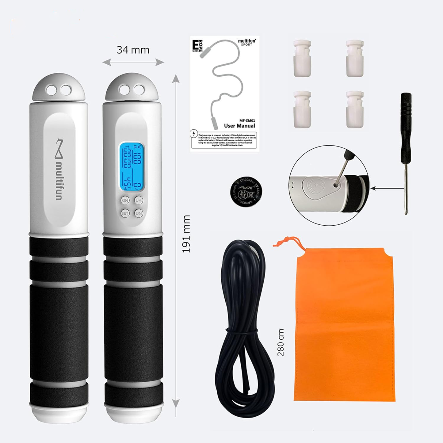Digital Jump Rope with LED Display and Calorie Counter