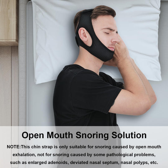 Anti Snoring Chin Strap for Sleep Apnea, Adjustable Elastic Sleep Support