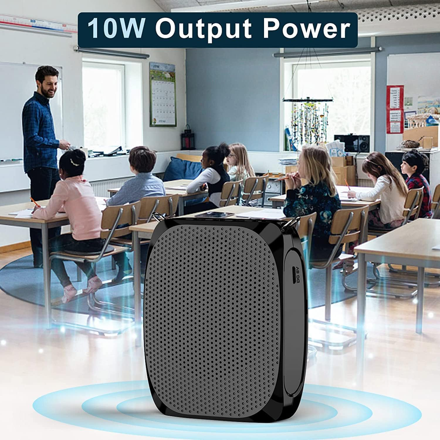Wearable Voice Amplifier with Gooseneck Microphone and Noise Reduction, 10W Speaker