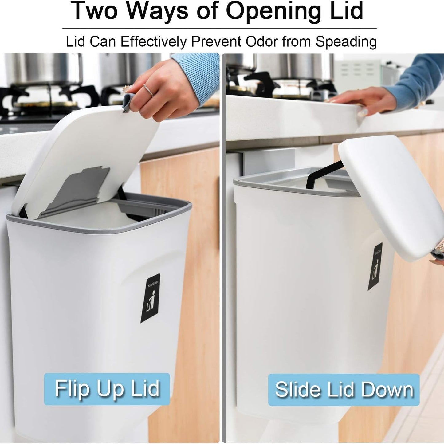 Countertop Compost Bin with Rolling Lid and Airtight Seal, 2.4 Gallon Capacity