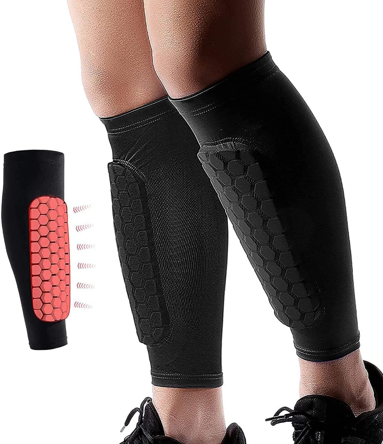 Shin Guard Sleeves with EVA Honeycomb Padding and Silicone Grip, Multi-Sport