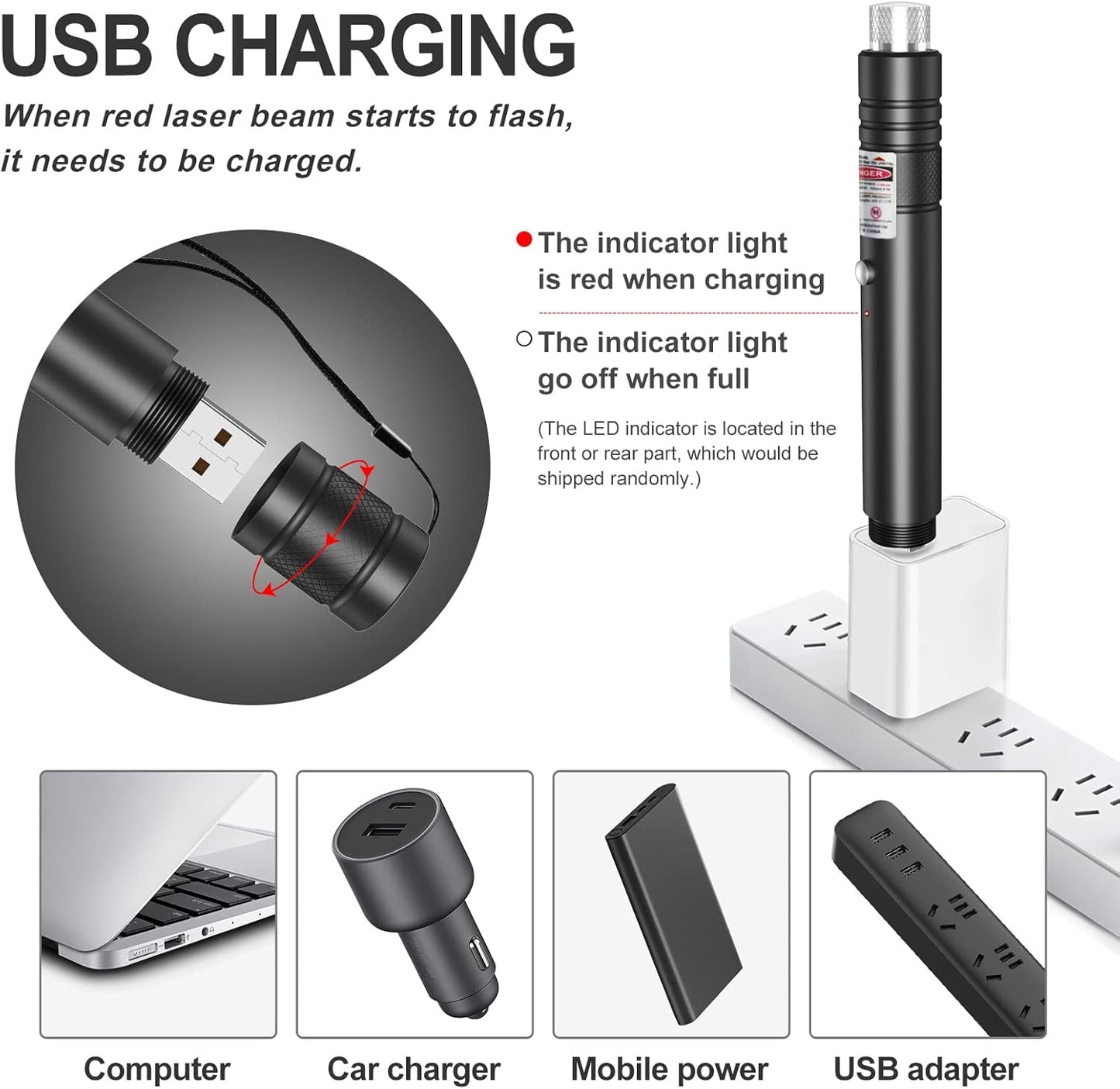 Green Laser Pointer with Rechargeable Battery and Starry Pattern, 2000ft Range
