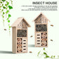 Wooden Insect Shelter with Multiple Nesting Chambers for Garden Pollinators