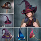 Felt Witch Hat with Chiffon Trim and Adjustable Fit, Handmade Wool, Storage Pouch