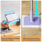 Hands-Free Mop with Automatic Cloth Switching and 360 Degree Swivel Head, Foldable Handle