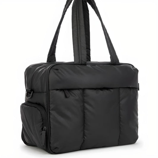 Puffer Duffle Bag with Quilted Polyester Exterior and Roomy Main Compartment