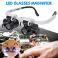 LED Magnifier Headset with Interchangeable 8x/15x/23x Lenses and Dual Adjustable LEDs